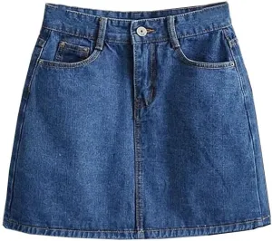 Women's Vintage High Waisted A-Line Denim Skirt 2025 Summer Bodycon Mini Skirt