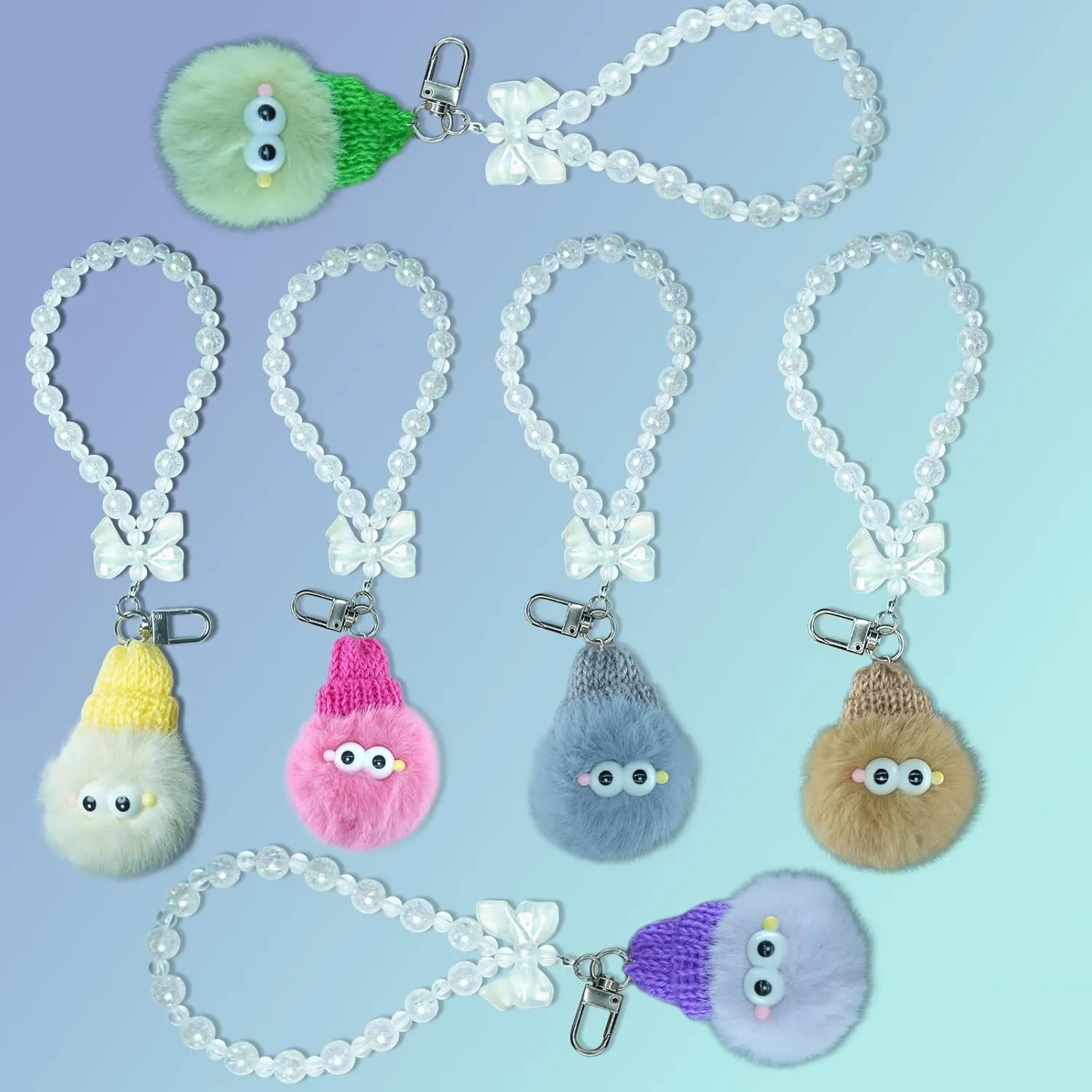 Wristlet Keychain for Women, Portable Beaded Keychain Wristlet, Personality Silicone Bead Keychain for Women Gift