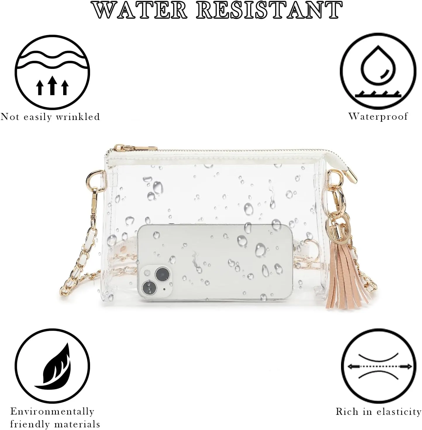 YGR Womens Clear Bag for Stadium Events PVC Small Crossbody Purse for Concert, Party Sports Stadium Approved Present