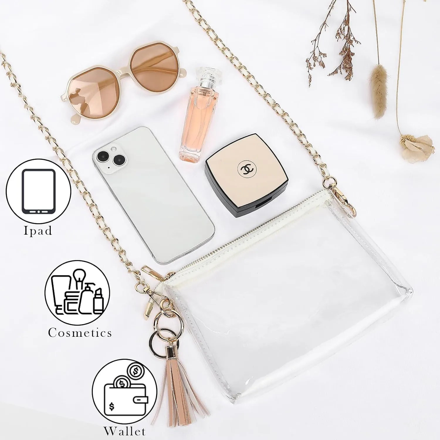 YGR Womens Clear Bag for Stadium Events PVC Small Crossbody Purse for Concert, Party Sports Stadium Approved Present