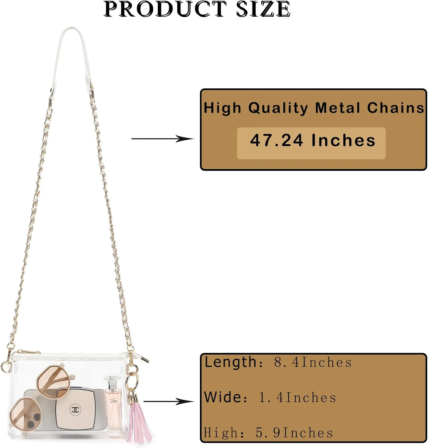 YGR Womens Clear Bag for Stadium Events PVC Small Crossbody Purse for Concert, Party Sports Stadium Approved Present