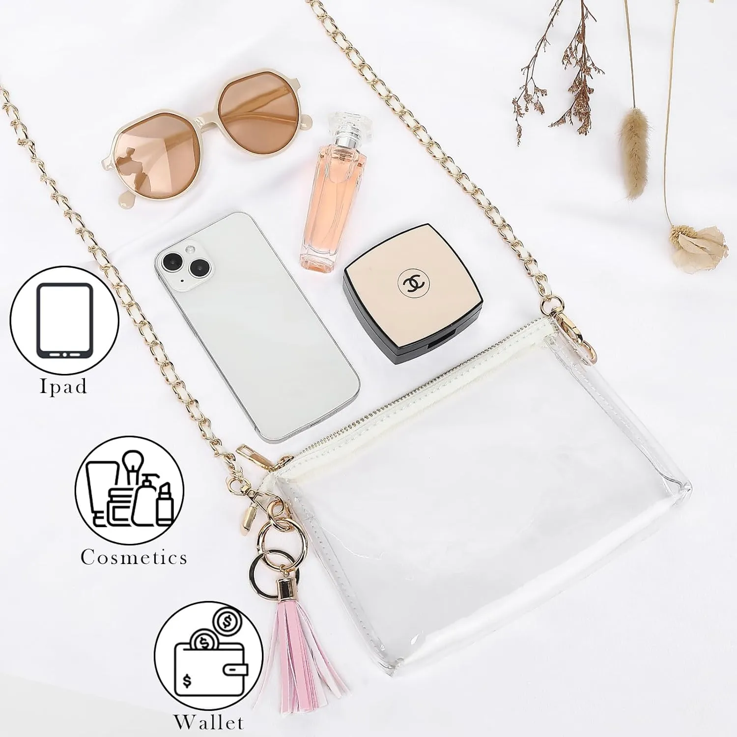 YGR Womens Clear Bag for Stadium Events PVC Small Crossbody Purse for Concert, Party Sports Stadium Approved Present
