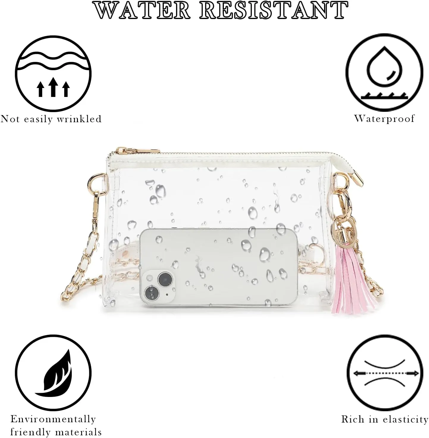 YGR Womens Clear Bag for Stadium Events PVC Small Crossbody Purse for Concert, Party Sports Stadium Approved Present
