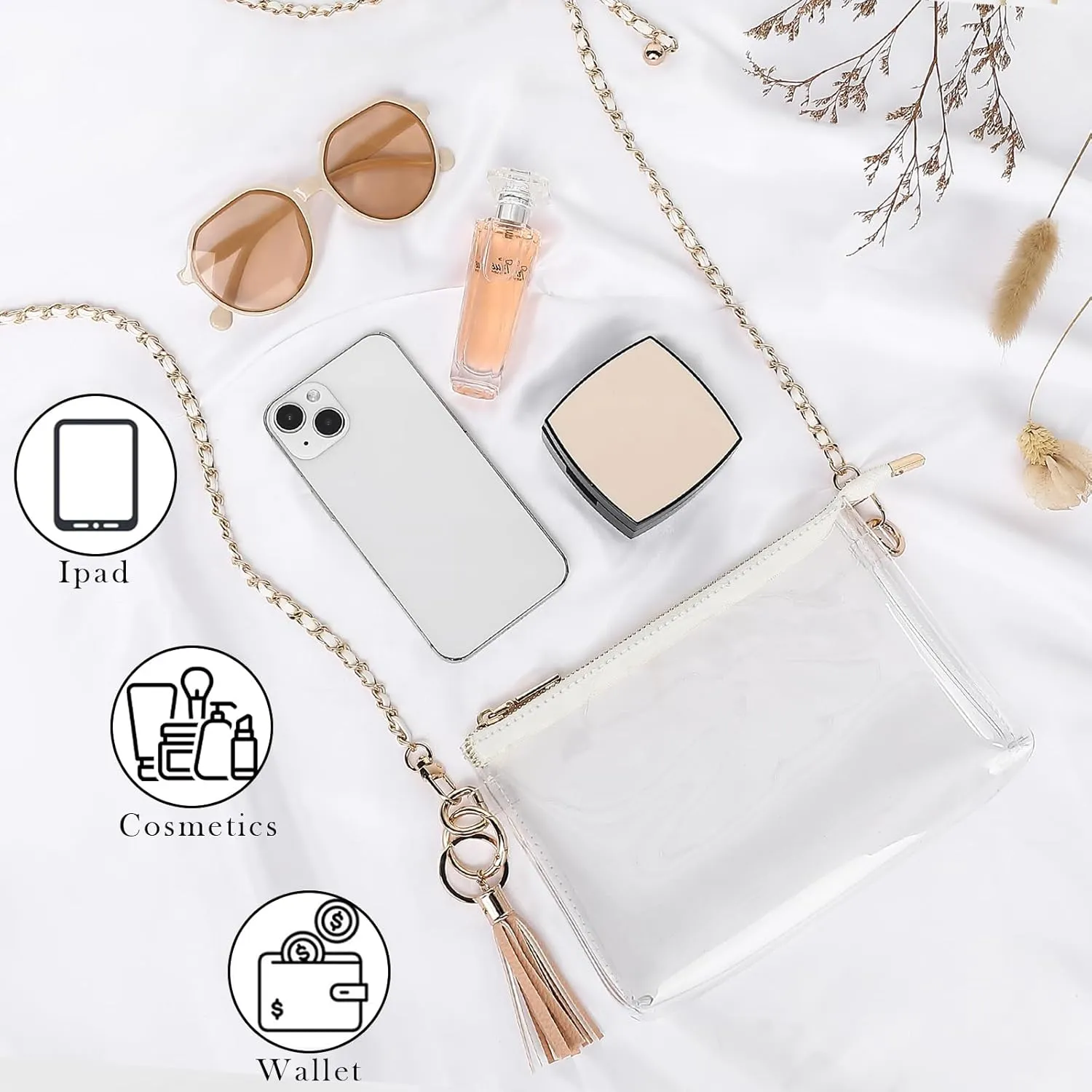 YGR Womens Clear Bag for Stadium Events PVC Small Crossbody Purse for Concert, Party Sports Stadium Approved Present