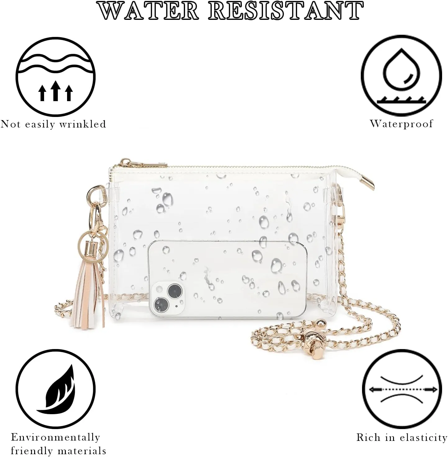 YGR Womens Clear Bag for Stadium Events PVC Small Crossbody Purse for Concert, Party Sports Stadium Approved Present