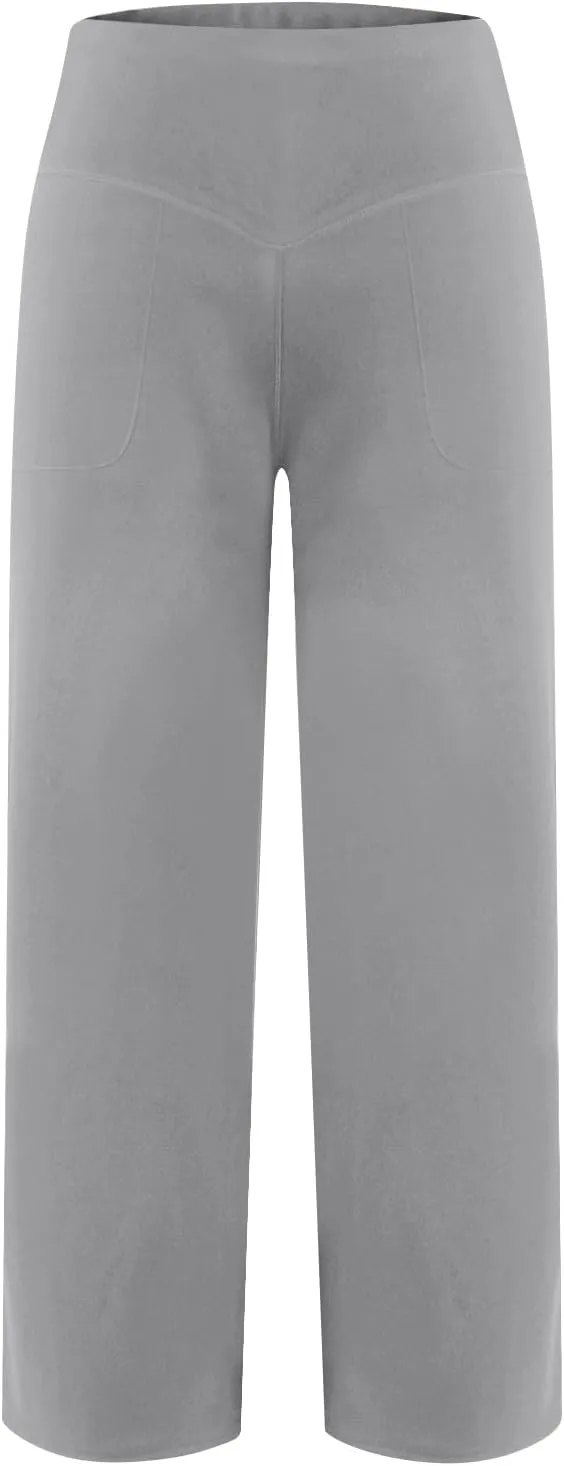 Yoga Pants Women Wide Leg Pants with Pockets Stretch High Waist Baggy Sweatpants Trendy Wide Leg Yoga Pants
