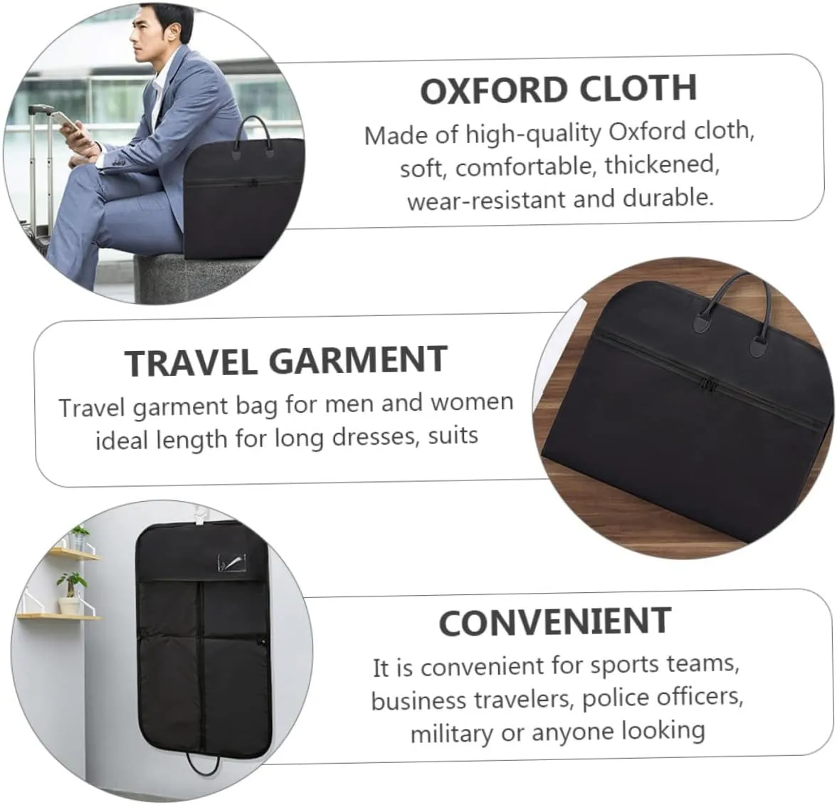 Zerodeko 1pc Suit Dust Bag Portable Garment Bags for Hanging Replacement window crank Suit Bag Oxford Cloth